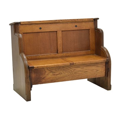 Lot 541 - Early 20th century oak two-seat church pew