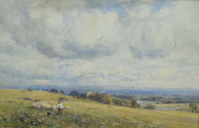 Lot 462 - Sir Ernest Albert Waterlow (1850- 1919) - Watercolour - 'Sussex Pastures'