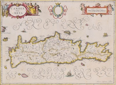Lot 420 - Jansson, Jan (Dutch, 1588-1664), 17th century hand-coloured engraved map of Crete