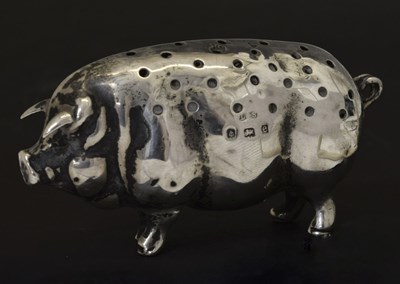 Lot Edward VII novelty silver pin cushion in the form of a pig
