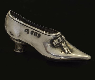 Lot Edward VII novelty silver pin cushion in the form of a shoe