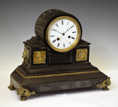 Lot 514 - Mid 19th century French marble drumhead mantel clock, Vincenti & Cie
