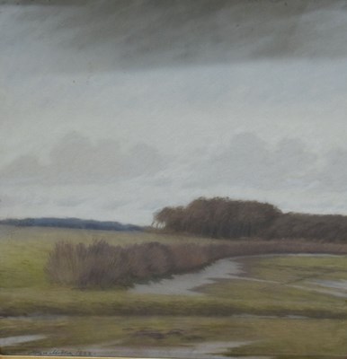 Lot 455 - Holger Miller (Danish, 20th century) - Pastel on board - Rural landscape