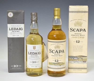 Lot 397 - Scapa Scotch Whisky, aged 12 years, and Isle of Mull 'Ledaig' aged 10 years, single malt whisky
