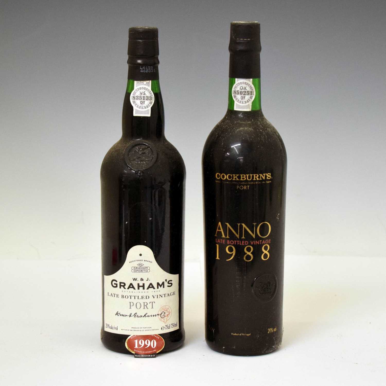 Lot 392 - Cockburn's Late Bottled Vintage port, 1988, and Graham's LBV port, 1990