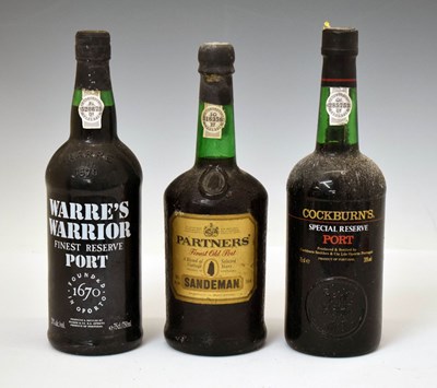 Lot 393 - Warre's Warrior Finest Reserve Port, Sandeman's Finest Old Port, and Cockburn's Special Reserve Port
