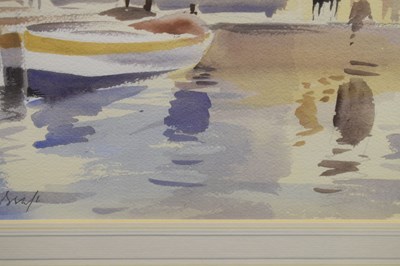 Lot 336 - Edward Brian Seago, RWS, RBA, (British, 1910-1974) - Watercolour - The Quay, Chioggia