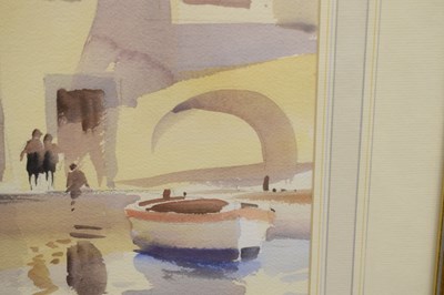 Lot 336 - Edward Brian Seago, RWS, RBA, (British, 1910-1974) - Watercolour - The Quay, Chioggia