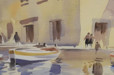 Lot 336 - Edward Brian Seago, RWS, RBA, (British, 1910-1974) - Watercolour - The Quay, Chioggia