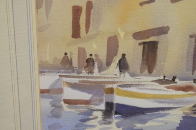 Lot 336 - Edward Brian Seago, RWS, RBA, (British, 1910-1974) - Watercolour - The Quay, Chioggia