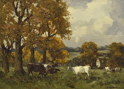 Lot Campbell Archibald Mellon, ROI, RBA (British, 1876-1955) - Oil on panel - Outside Autumn Sketch, Browston