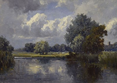 Lot Campbell Archibald Mellon, ROI, RBA (British, 1876-1955) - Oil on canvas - A grey morning at Coltishall