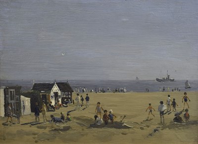 Lot Campbell Archibald Mellon, ROI, RBA (British, 1876-1955) - Oil on panel - Mid September, beach scene