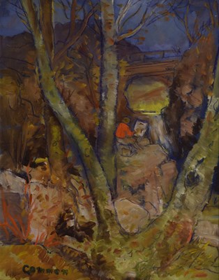 Lot Reginald William ('Reg') Gammon, RWA, ROI (British, 1894-1987) - Oil on board - Figure before a bridge
