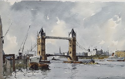 Lot Edward Wesson RI RSMA (British, 1910-1983) - Watercolour - Tower Bridge