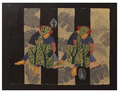 Lot Dinh Thi Tham Poong (Vietnamese, b.1970) - Watercolour and gold leaf on Dó paper