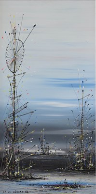 Lot 425 - Emile Gerard (French, b. 1932) - Oil on canvas - Modernist fantasy scene