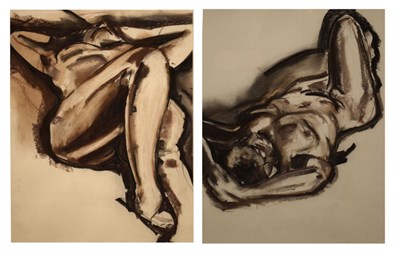 Lot 587 - Contemporary School - Pair of pastels - 'Reclining Nudes'