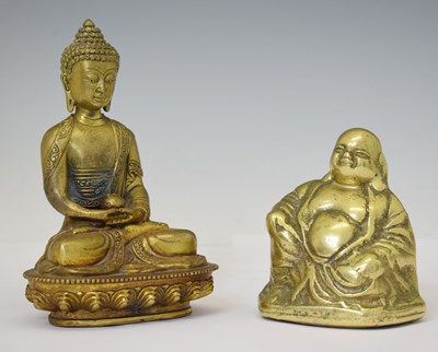 Lot 357 - Sino Tibetan alloy medicine Buddha and cast Hotei (2)
