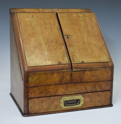 Lot 223 - Edwardian walnut stationery box of sloping form with fitted interior