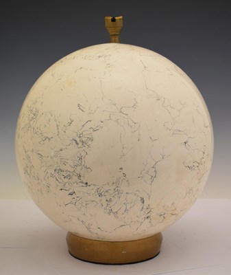 Lot 470 - Scagliola orb / spherical table lamp, the base marked Hearn & Klasicki