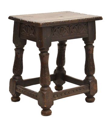 Lot 529 - Carved oak 'joynt' stool