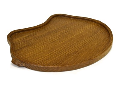 Lot Workshop of Robert 'Mouseman' Thompson, late 20th Century English oak kidney-shaped tray
