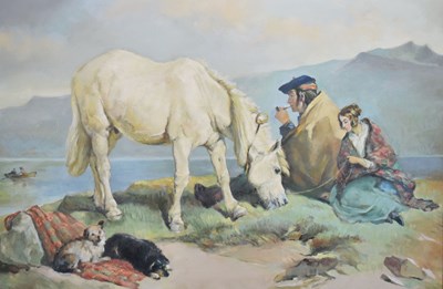 Lot 429 - A.E Milne RWA (20th century) - Oil on board - 'A Highland Scene'