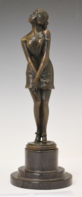 Lot 215 - After Armand Godard - Art Deco bronze figure of lady dancing