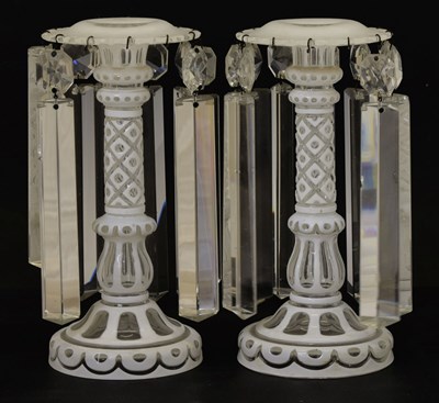 Lot Pair of late 19th century Bohemian overlay glass lustres