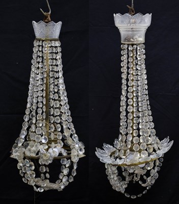 Lot 233 - Two 'tent and bag' lustre light fittings