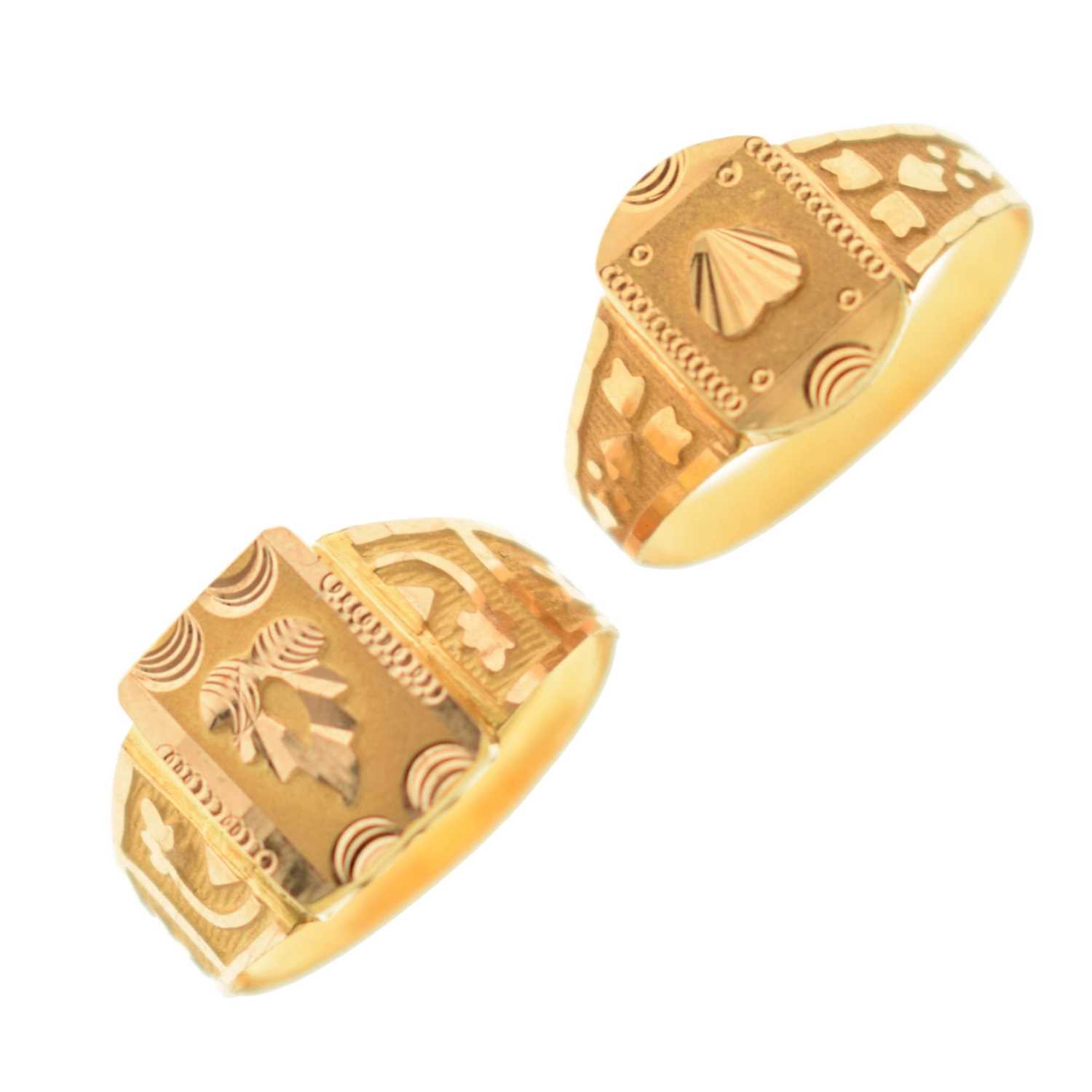Lot 55 - Two Indian yellow metal signet rings