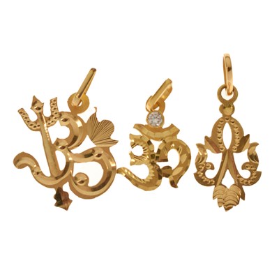 Lot 76 - Three Indian yellow metal pendants