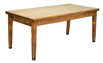 Lot 658 - Late Victorian pine and sycamore scrub-top refectory-style dining table