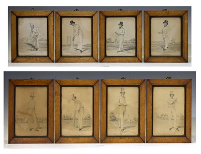 Lot 274 - Cricket Interest: After Charles John Basebe (1818-1880) - Eight 19th century engravings of cricketers