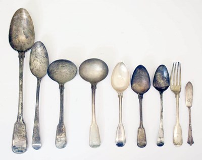 Lot 216 - Assorted silver flatware, each decorated with the Gordon family crest