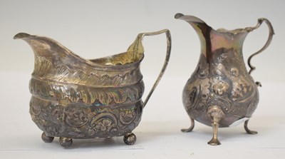 Lot 200 - George III silver milk jug, and a George III pot bellied cream jug