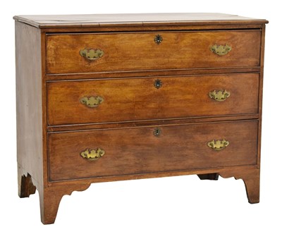 Lot 669 - 18th century mahogany three-drawer chest