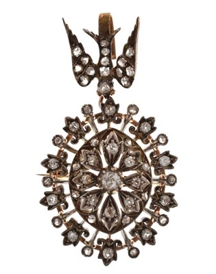 Lot 24 - 19th century old-cut diamond pendant brooch with swallow