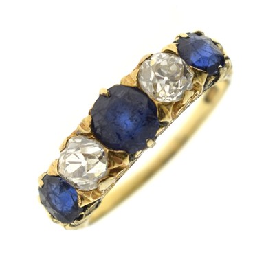 Lot 19 - 18ct gold, sapphire and diamond five-stone ring