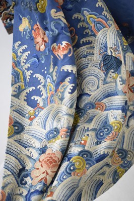 Lot 255 - Fine Chinese embroidered blue silk jifu or dragon robe