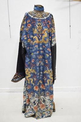 Lot 255 - Fine Chinese embroidered blue silk jifu or dragon robe