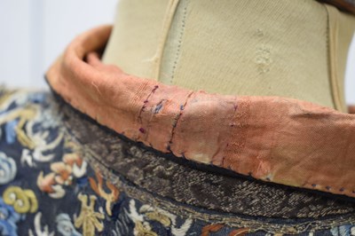 Lot 255 - Fine Chinese embroidered blue silk jifu or dragon robe