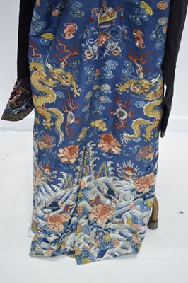Lot 255 - Fine Chinese embroidered blue silk jifu or dragon robe