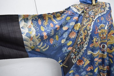Lot 255 - Fine Chinese embroidered blue silk jifu or dragon robe