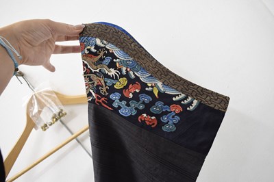 Lot 255 - Fine Chinese embroidered blue silk jifu or dragon robe