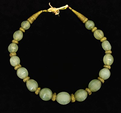 Lot Chinese celadon jade bead necklace
