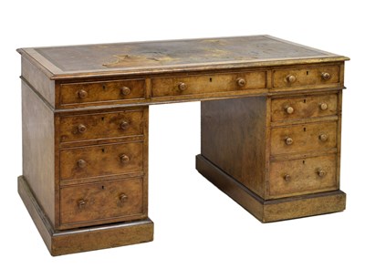Lot 463 - Victorian figured walnut twin pedestal desk
