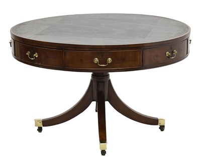 Lot 462 - Late George III mahogany drum library or centre table