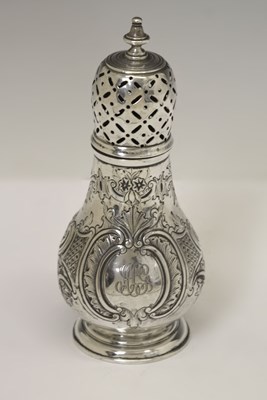 Lot 196 - Victorian silver sugar caster of baluster form